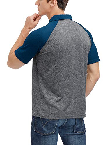 Men's Casual Short Sleeve Moisture Wicking Performance Golf Polo Contrast Color Patchwork Pique Shirts Tops3