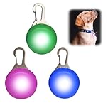 Funver Dog Collar Lights for Night Walking, 3 Pack Flashing Dog Collar Light, Clip-On Waterproof Pet Safety Light for Running, Camping, Hiking - Blue, Pink, Green (Button Cell Version)