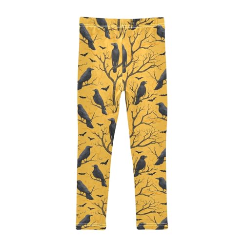 senya Girls Printed Leggings Yoga Pants Crow Branch Bat Pattern for Kids in 4t to 10 Years, 4T2
