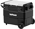 Setpower RV60D PRO Portable Fridge with Freezer on Wheels, 60QT/56L Adjustable Dual Zone Portable Refrigerator for Car, Portable Freezer, 12-volt Refrigerator, Car & Home Use, 12/24V DC & 100-240V AC