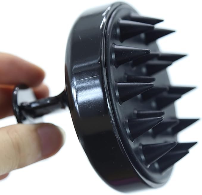 Image of NFI essentials Hair Brush Head Non Electrical Scalp Massager Scrubber, Adults Children Thick /Thin Hair, Mold-Free Solid Silicone for Healthy Hair Growth Dry Scalp Dandruff, Black