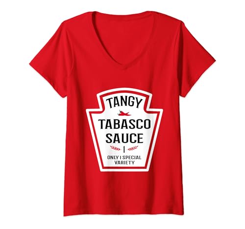 Femme Condiment familial de groupe de sauce tabasco acidulée T-Shirt avec Col en V