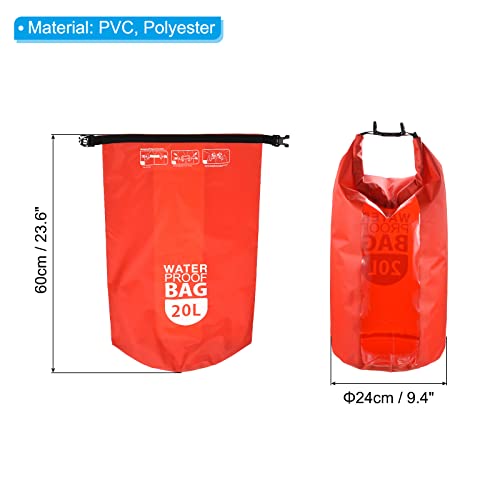 PATIKIL Floating Waterproof Dry Bag, 20L Outdoor Float Dry Bag Roll Backpack with Clear Window for Boating Rafting Kayaking Red - Image 2