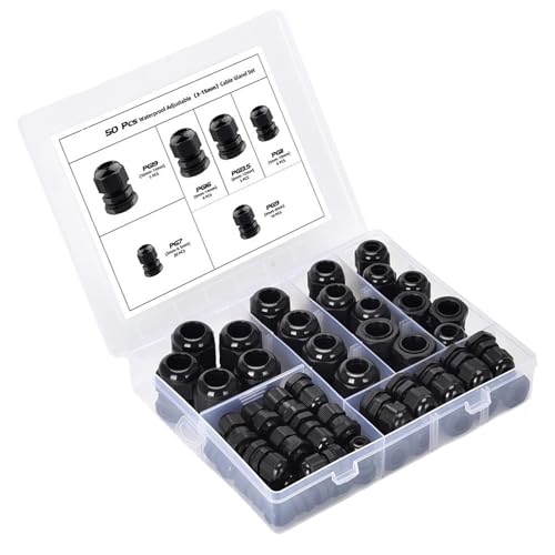 Prensaestopas de plástico negro PG7 a PG16 impermeables para cables 2