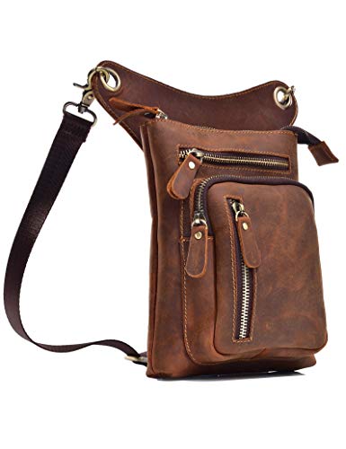SEABIRD Leather Drop Leg Bag Outdoor Motorcycle Waist Pack Thigh Pouch for Men