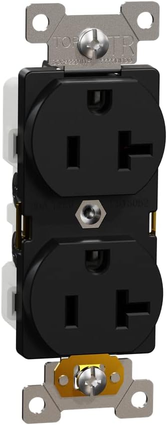 Square D by Schneider Electric Square D X Series 125V Tamper Resistant Heavy Duty Duplex Outlet, 20 Amp, Matte Black