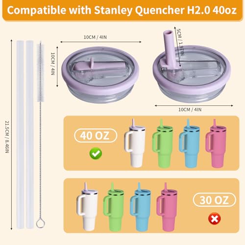 Image of 2 Pack Stanley Lid Replacement 40 oz, Leak Proof Lid for Stanley Quencher H2.0, Leakproof Spill Proof Flip Straw Tumbler Lids for Stanley Cup Accessories, BPA Free No Spill Lid