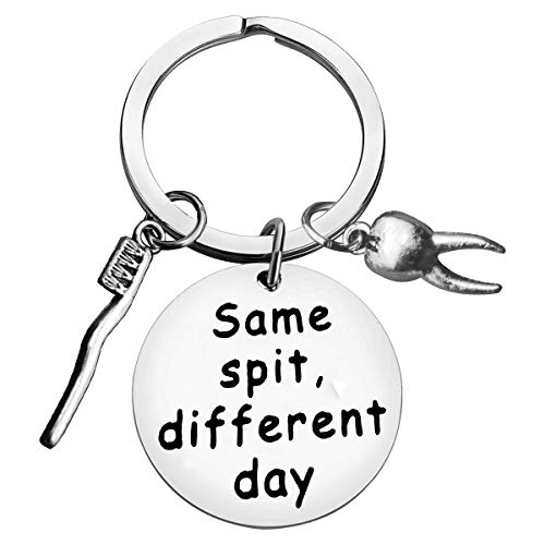 Dentist Gifts For Men Women Funny Same Spit Different Day Keychain Dental Hygienist Gift Dental Student Gift Dental Assistant Gift Dentist Graduation Gifts Dentist Office Orthodontist Gifts  #TOP19