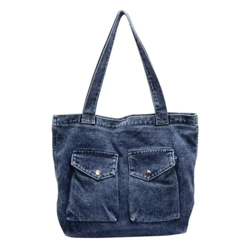 Vintage Denim Tote Handbag for Women Nostalgic Jean Shoulder Bag Purse Casual Top Handle Purse