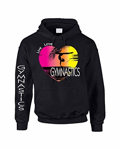 ALLNTRENDS Adult Hoodie Sweatshirt Gymnastics Art Pink Print Love Live (S, Black)