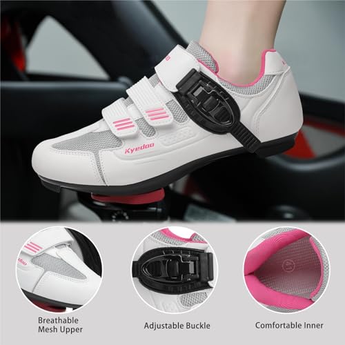 Womens Cycling Shoes Compatible with Peloton Bike Clip in Ladies Indoor Cycling Road Bike Riding Biking Shoes, Pre-Installed Delta Cleats4