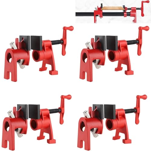 INREPRO 4 Pièces Serre-joint à Tube Serre Joint Dormant Établi pour Travail du Bois Serrage Rapide Convient aux Tuyaux Filetés de 3/4