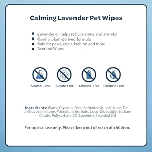 Best Pet Supplies 8″ x 9″ Pet Grooming Wipes for Dogs & Cats, Plant-Based Deodorizer for Coats & Dry, Itchy, or Sensitive Skin, Clean Ears, Paws, & Butt – Calming Lavender, 100 Count (Pack of 1)