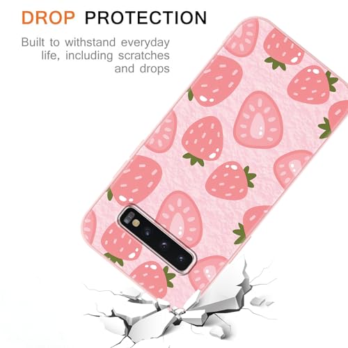 Phoona Strawberries Pattern Phone Case for Samsung Galaxy S10 Plus 6,4", Cute Aesthetic Print Design Funda with TPU Silicone Shockproof Protection Soft Phone Cover for Girls Women - Image 3