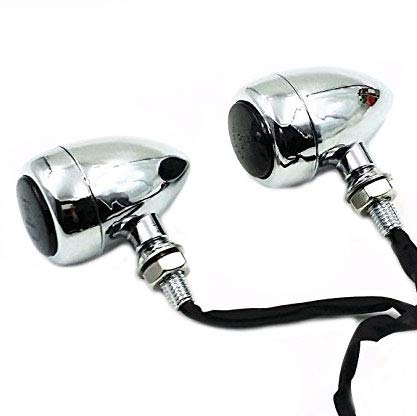 LED Bullet Motorcycle Turn Signal Lamp Light For Harley Honda Kawasaki Suzuki Yamaha Dyna Sporster XL 883 1200 Springer BOB CB GS VTX VN XS Cruiser Cafe Racer Bobber VT (Chrome)