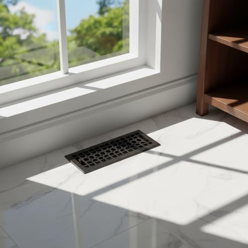 Empire Register Co, Vent Cover - 4x12 inch, Honeycomb Design, Oil Rubbed Bronze Finish, Heavy Duty Floor Vent Covers, Metal Damper Attached Vent Covers for Home Floor only by EMPIRE REGISTER CO - Used condition - Image 4