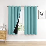 ChrisDowa Cortinas 100 % opacas de 45 pulgadas de largo para dormitorio con forro negro, 52 x 45