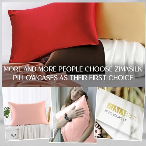 ZIMASILK 100% Pure Mulberry Silk Pillowcase for Hair and Skin Health,Soft and Smooth,Both Sides Premium Grade 6A Silk,600 Thread Count,with Hidden Zipper,1pc(Standard 20''x26'',Coral)