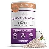 VITASEI Hydrolyzed Collagen Peptides Powder with Resveratrol & Vitamin C – Hair, Skin & Joint Support with Hyaluronic Acid – Colágeno Hidrolizado for Women & Men – Coconut Flavor, 16 oz (30 Servings)