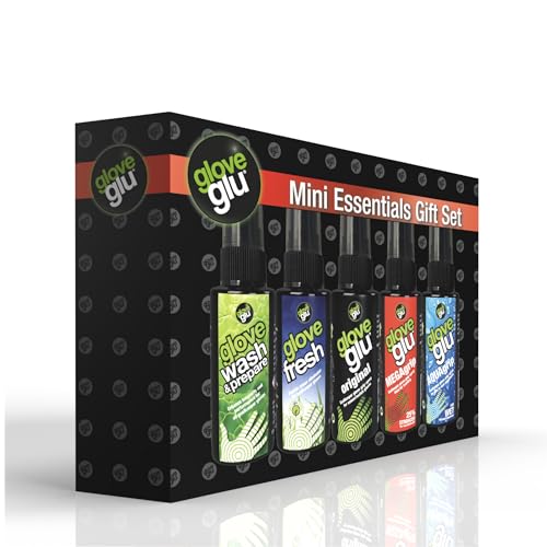 gloveglu Mini Essentials Goalkeeper Glove Care Gift Set includes Original MEGAgrip Aquagrip Glove Fresh -The Ultimate Goalkeeper Care Set (5x 50ml)