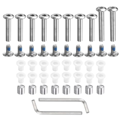 M METERXITY Roller Wheel Screw Repair Kit - Inline Skate Axle Screw Replacement Parts Hardware Kit with Wrench for Roller Skates Repair (Silver)
