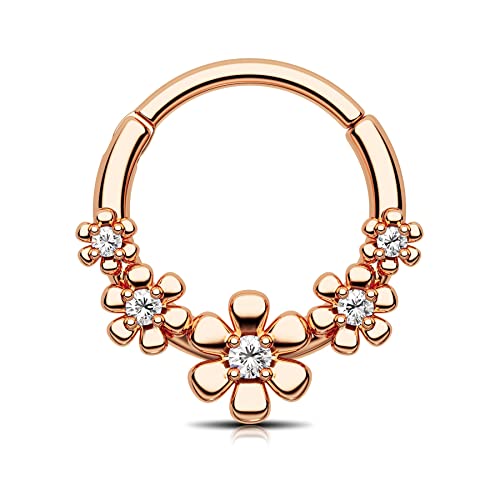 CM Crareesi Mania Septum Rings Rose Gold 316L Surgical Steel 8mm Helix Piercing Jewelry for Women 16G Daith Earrings Small Septum Jewelry