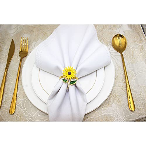 12 Pcs Metal Sunflower Napkin Rings Set, Cute Flower Napkin Holders Towel Buckles For Christmas Holiday Wedding Banquet Carnival Party Table Decorations #TOP5