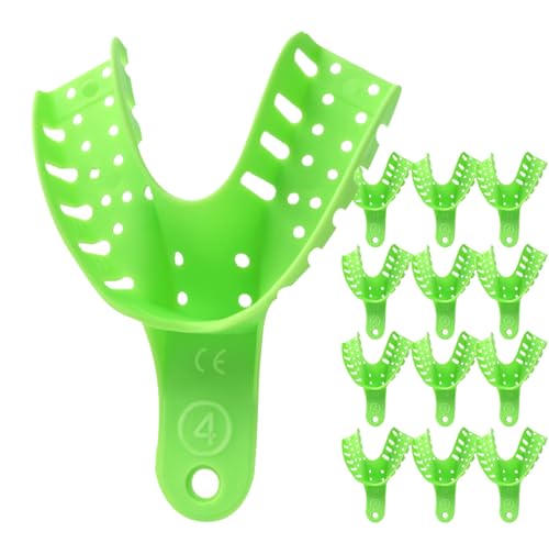 LA MIERE Dental Impression Trays Medium Lower, Autoclavable Perforated Impression Tray Set (Bag of 12) #4