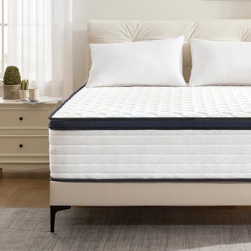 VKT 12 Inch Mttress Queen Size Memory Foam Hybrid Mattresses in a Box Medium Firm Pocket Springs for Motion Isolation CertiPUR-US and Oeko TEX Certified