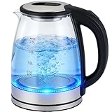 Electric Kettle, Auto Shut Off, BPA-Free,Fast Boiling,2L Tea Kettle & Hot Water Boiler, Water Heater & Teapot, Borosilicate Glass,1500W