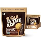 Sugar In The Raw Granulated Turbinado Cane Sugar, 4 lb Bag, 4 Pack, Pure, All-Natural Turbinado Sugar, Non-GMO Project Verified, Kosher, Vegan and Gluten Free
