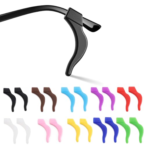 JEYORZY 12 Paires d'Embouts de Branches de Lunettes Colorés, Lunettes Porte-lunettes Anti-dérapant, Crochets D'oreille Lunettes en Silicone Crochets Anti-dérapant - Accessoires Antidérapants Silicone