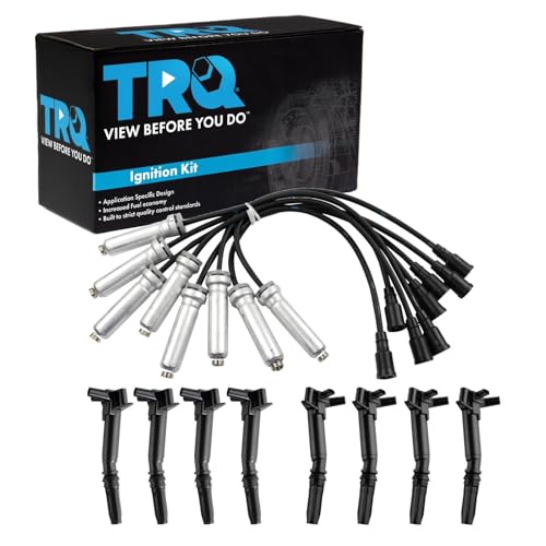 TRQ Ignition Coil Kit 9 Piece Compatible with 2018-2022 Ford F-250 Super Duty 2018-2022 F-350 Super Duty
