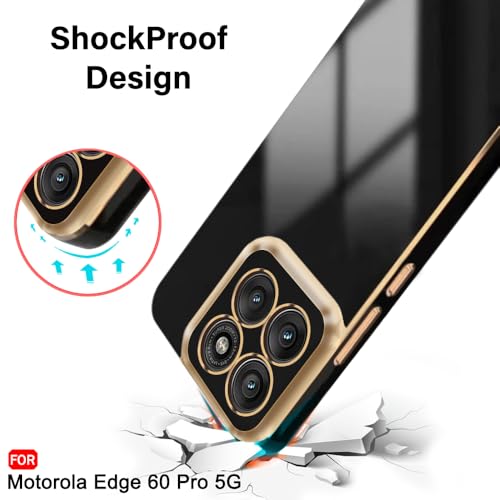 Image of TheGiftKart Luxurious Golden-Plated Back Cover Case for Motorola Moto Edge 60 Pro 5G | Raised Lips for Camera & Screen Protection | Shockproof Design | Stylish Cover for Moto Edge 60 Pro (TPU, Black)