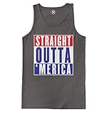 Mens Straight Outta Merica - USA American Flag Tank Top T-shirt