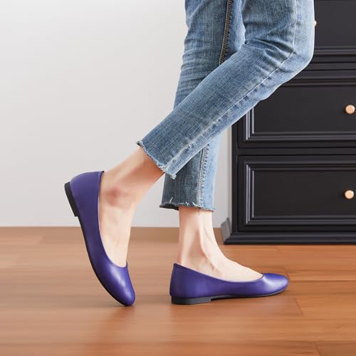 Image of Hash Bubbie Women's Flats Shoes Ballet Flats Dress Shoes Comfortable PU Leather Slip on Shoes for Women