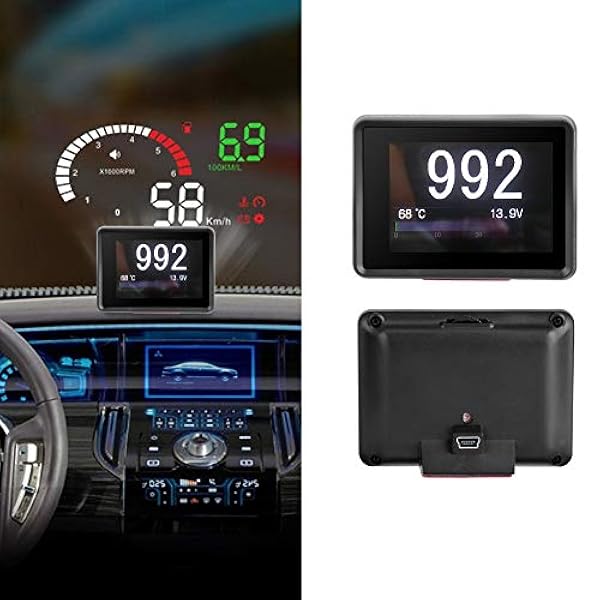 Misuratore Multifunzione OBD per Auto, Misuratore Multifunzione per Auto Misuratore di Visualizzazione HUD della velocità della Tensione di Temperatura Digitale ()