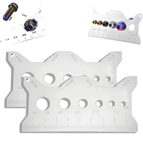 Stainless Steel Double-Sided Bolt Gauge Card, Metric & SAE Thread Checker with ±0.0005 Accuracy, Portable Bolt Size-It Gauge & Screw Identifier, Keychain Tool for Machinists, Engineers(2pcs)
