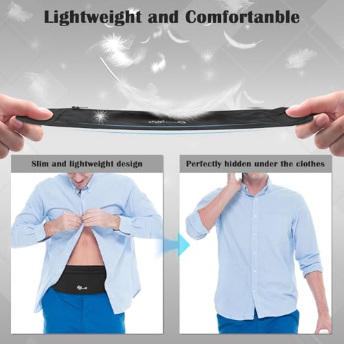 Image of Money Belt - Anti-Theft Fanny Pack with Adjustable Elastic Strap, Nylon Hidden Money Pouch for Passport, Cards, Cash, Travel Money Belt Under Clothes for Men Women