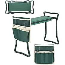 Foldable Garden Kneeler and Seat Heavy Duty Gardening Bench Soft Cushion Seat with Tool Pouch and Kneeling Pad