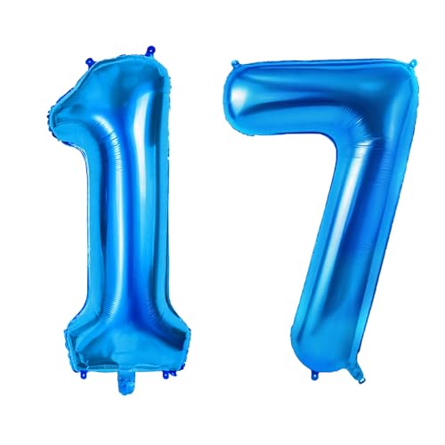 Number 17 Balloons for 17th Birthday Party Decorations, 0-100 Large No.17 Balloons for Girls Boys and Daughter Son, 40 Inch Dark Blue Foil Helium Balloon for 17 Year Old Anniversary Decorations