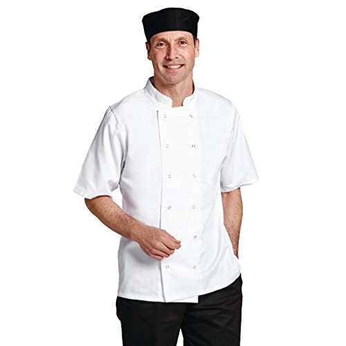 Whites Boston Unisex Short Sleeve Chefs Jacket, White, XL/X-Large, Chefs Apparel, Double Breasted, Machine Washable, Embroidable, Chest Size: 48-50 inch / 122-127cm | B250-XL