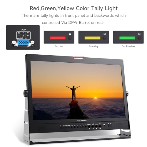Image of FEELWORLD 21.5 Inch 1920x1080 4K HDMI 3G-SDI Input and Output Broadcast Production Monitor,Desktop Director Monitor with YPbPr, Video