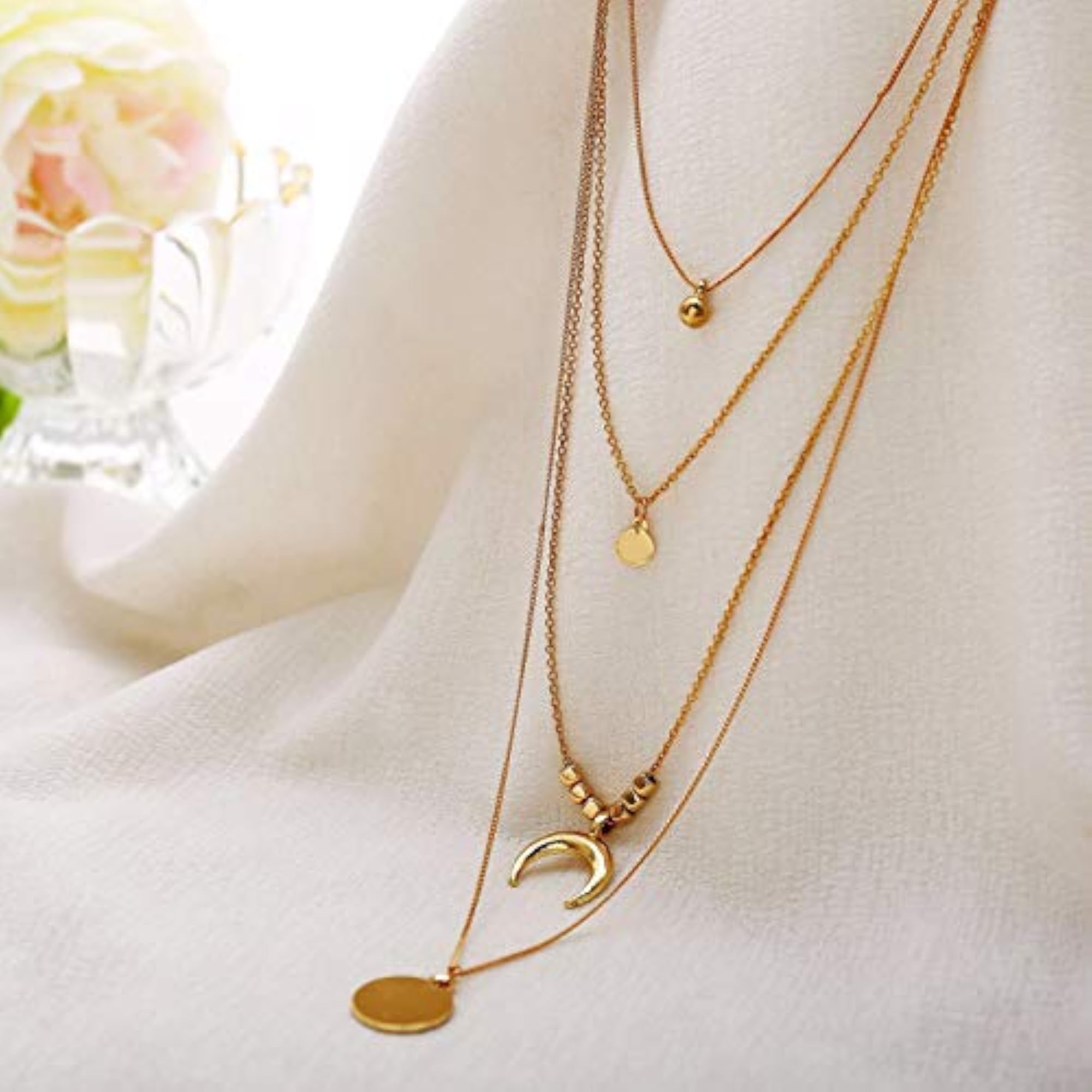 Women's Multilayer Cubic Zirconia Golden Neckpiece Necklace