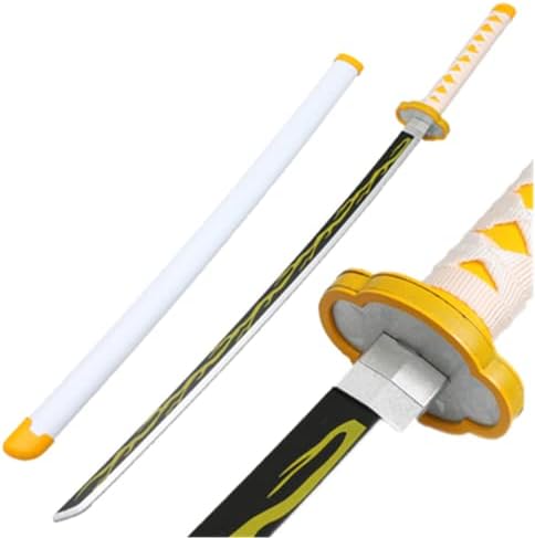 damdos Halloween Prop Anime Cosplay Sword, Demon Slayer Swords ,41" Demo Fantasy Agatsuma Zenitsu Swords Satoman Tanjirou Swords Shinazugawa Sanemi PU Material Xmas Birthday Gifts(Agatsuma Zenitsu)