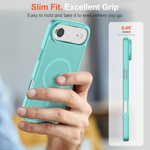 Image of SUPFINE Magnetic for iPhone Air Case (Compatible with MagSafe)(Military Grade Drop Protection) Slim Translucent Matte Shockproof with Anti-Fingerprint Phone Cover for 17 Air,Blue Green
