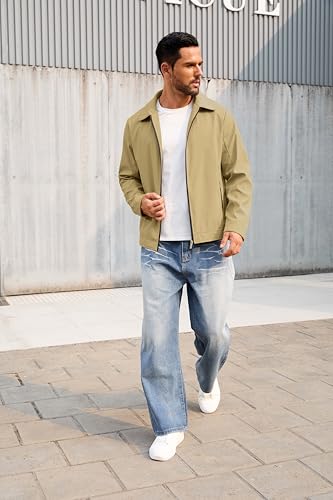 Image of QTE Lightweight Jackets for Men Casual Windbreaker Stylish Light Fall Spring Golf Work Dress Business Coat