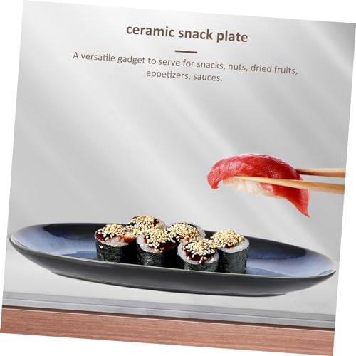 Plato grande azul de cerámica IMIKEYA para sushi miniatura 3