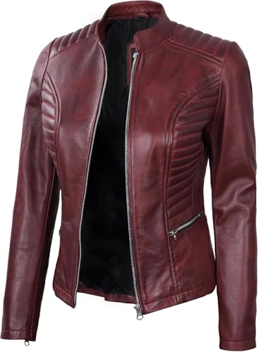 Image of Decrum Leather Jacket for Women - Real Lambskin Casual Leather Jackets Womens