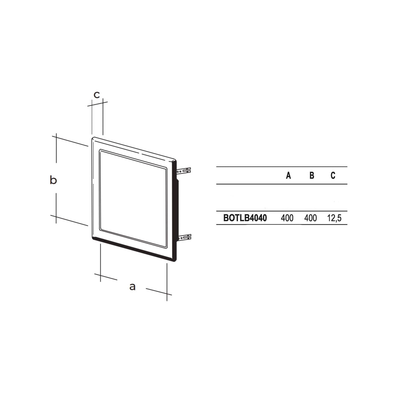 BOTLB4040 Botola di ispezione per cantongesso. Dimensioni 400x400 mm. Colore Bianco